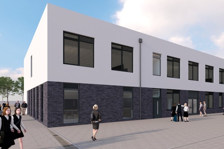 CGI of the school's new classroom block