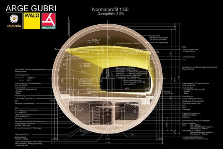 BIM visualisation of the renovation of the existing Gubrist Tunnel tubes (image: &copy;Arge Gubri).