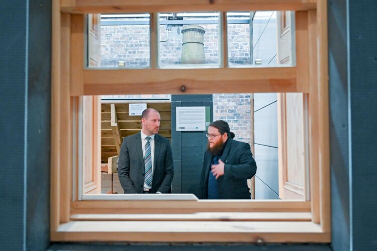 Culture minister Neil Gray and senior technical officer Moses Jenkins