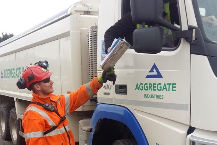 Aggregate Industries banksman wearing his bodycam