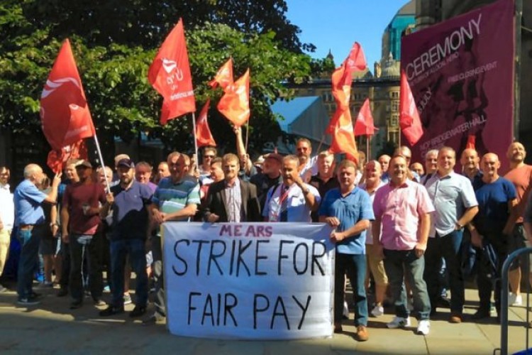Some of Mears' Manchester employees protesting in July
