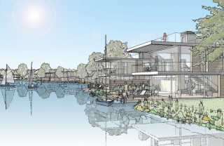 A visualisation of one of the lakeside houses at Burghfield Park