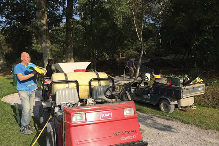 A key part of the Basement system is the modified Toro ATV that carries the materials and spray equipment