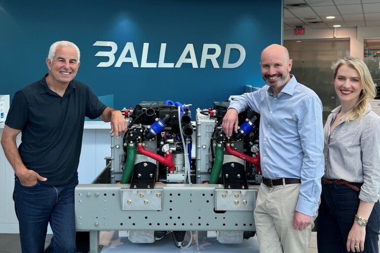 Marty Neese, President and Chief Executive Officer of Ballard, Andrew Cunningham, Founder and Chief Executive Officer of GeoPura and Kate Igbalode, Senior Vice President, Chief Financial Officer of Ballard.