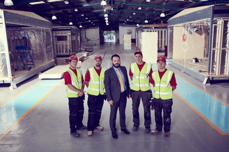 Pictured at Actavo&rsquo;s new Hull factory are operations director Matthew Goff, in the suit, with colleagues (l to r) Aaron Parks, Nathan Malek , Matt Bielby and Jordan Hunt.