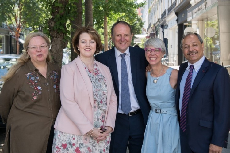 From left to right: Linde Carr, resident board member at Notting Hill Housing; Elizabeth Froude, deputy chief executive of Notting Hill Genesis; Neil Hadden, Genesis chief executive; Kate Davies, chief executive of Notting Hill Genesis; Dipesh Shah, chair