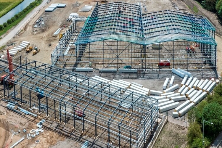 Steelwork going up last year at the Botany Bay business park in Chorley