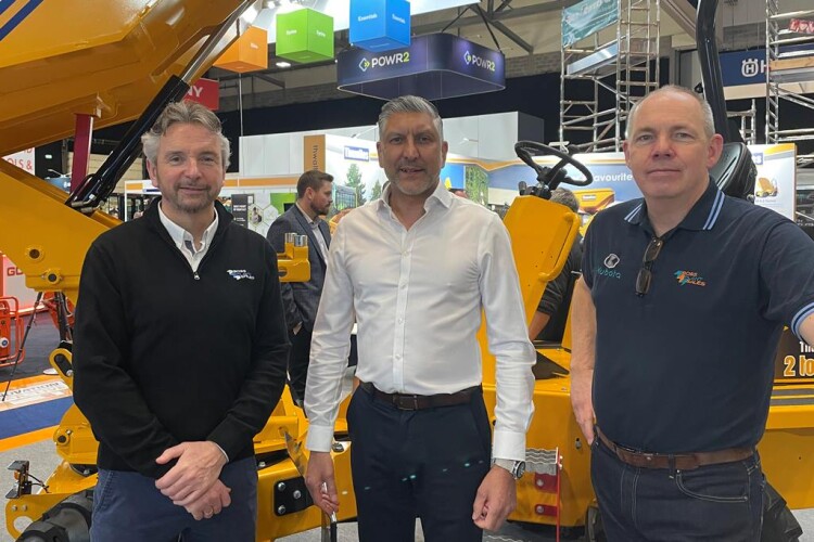  Boss Plant Sales managing director Graham Stansfield (left) , sales director Jon Wiseman (right) and Thwaites distributor manager Paul Rodwell (centre)