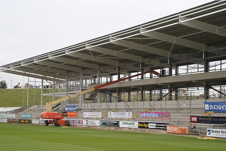 Work on the new East Stand stopped for a second time in June 2015