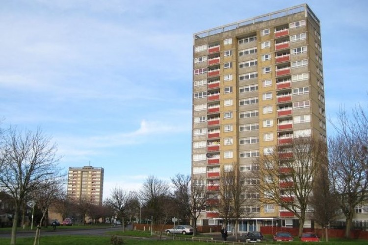Evenlode tower on Blackbird Leys, with Windrush in the background