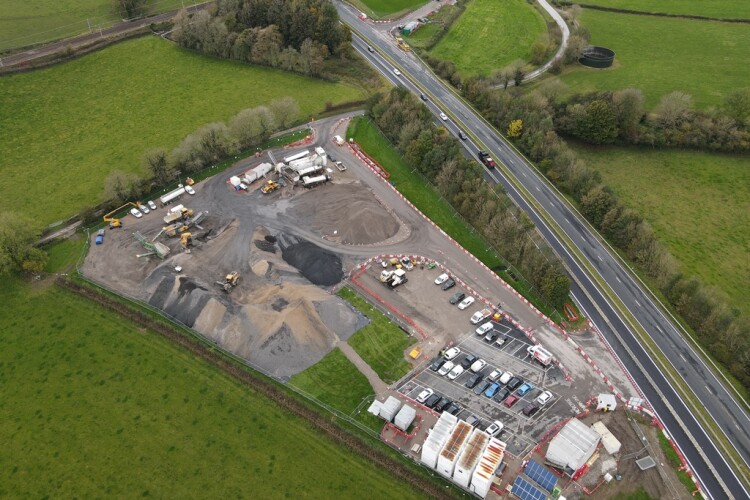 The site compound near the M6 and Brettargh Holt roundabout