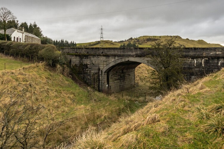 Jaapston Bridge, on the proposed route of the Neilston-Uplawmoor Community Link in East Renfrewshire, is threatened with infilling. [&copy;AllanOgg]