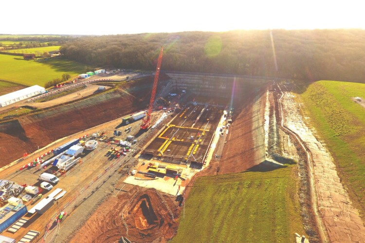 The north portal of the tunnel to be built under Long Itchington Wood 