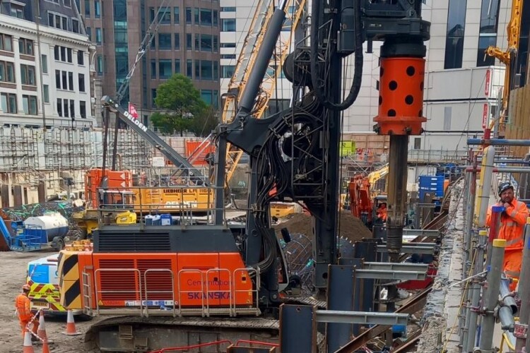 Mass 25 and Mass 50 props supported the secant piled retaining wall
