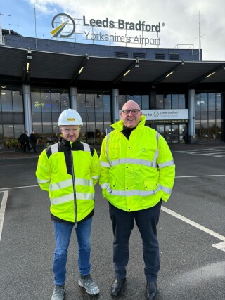 Airport chief executive Vincent Hodder with Farrans project manager Darren McIvor