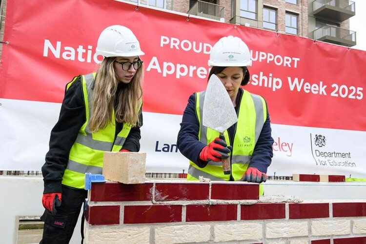 Education secretary Bridget Phillipson (right) visited Oval Village yesterday to mark National Apprenticeship Week and met apprentices from Lee Marley Brickwork