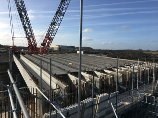 GRP panels are located between the bridge beams and act as permanent formwork for the bridge’s in situ concrete deck 