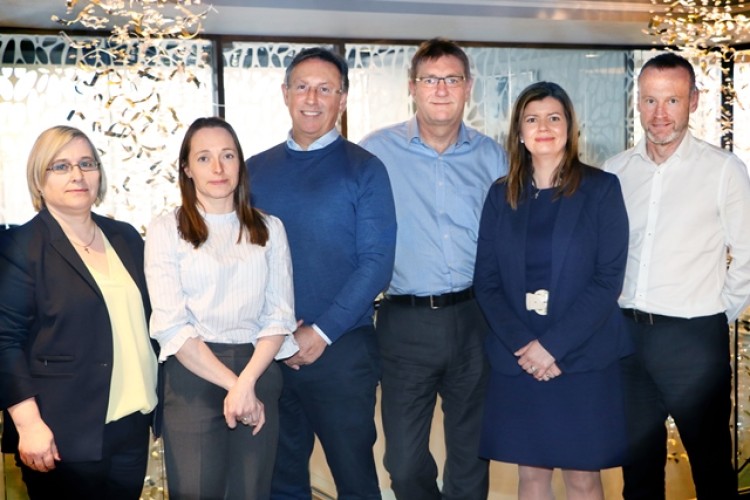 Left to right are Gillian McQuade, Nicola Markall, CEO Andy Robinson Group, COO Steve Underwood, Louise Perry and Paul Reynolds