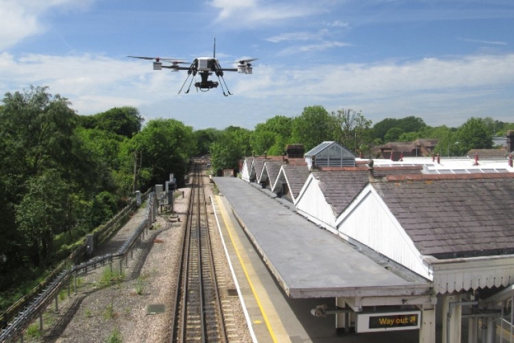 A Lanes drone at work on the railways