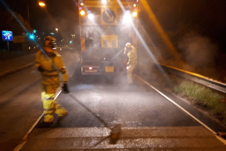 Road workers at Switch Island