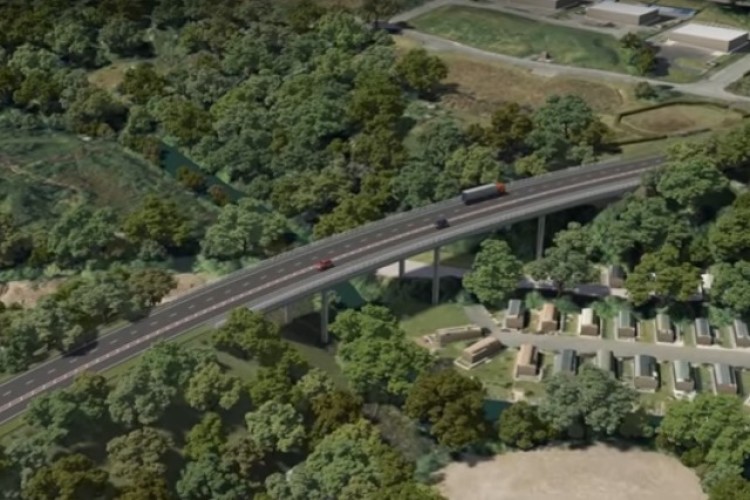Animation of the new road passing over the River Seiont