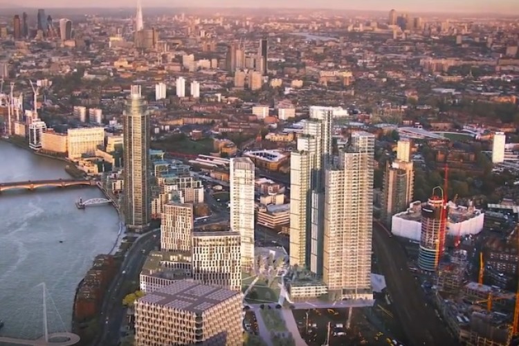 Nine Elms Square, on the south side of the Thames