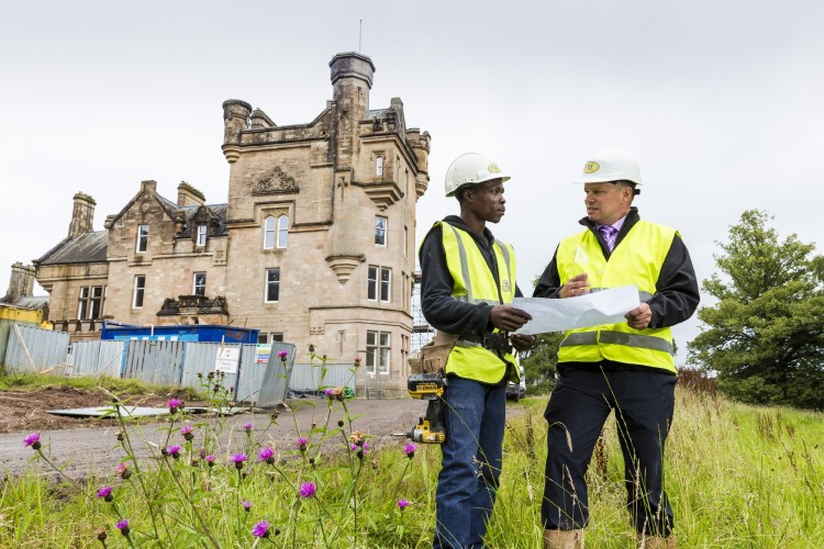 Randolph Hackshaw (left) with FM Group construction director Craig Morrison on site at Dalnair Castle
