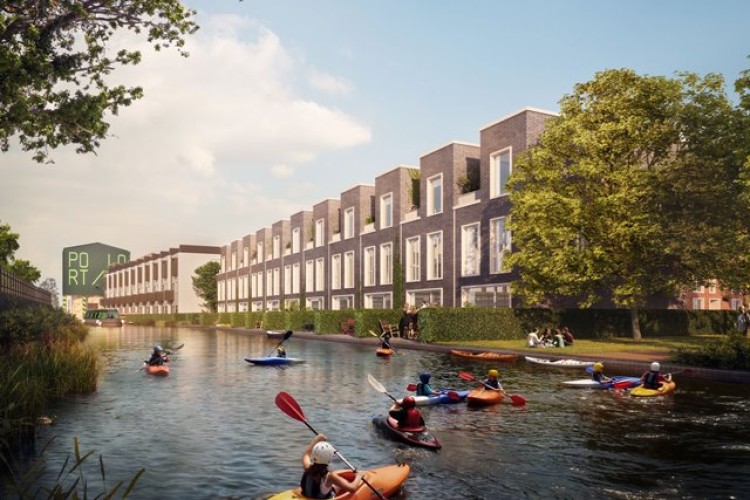 CGI of the canal-side development