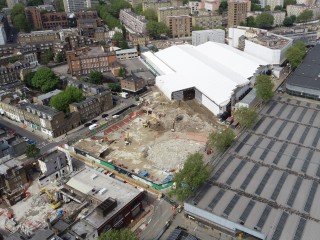 Aerial drone shot of the Euston works in June 2019