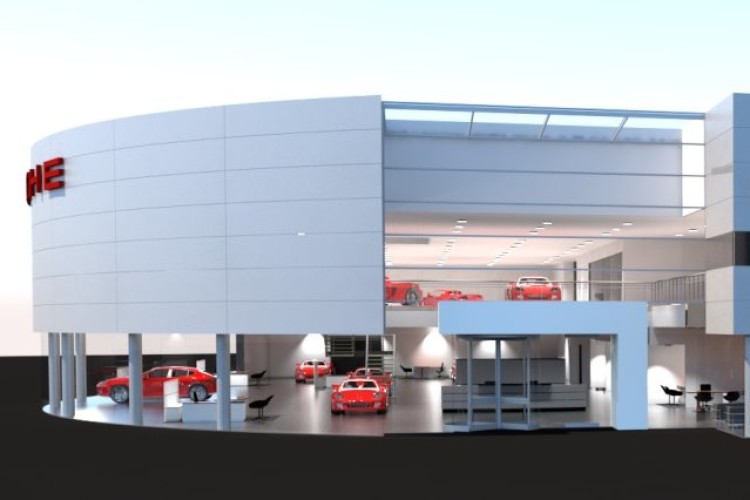 Model of the Porsche dealership