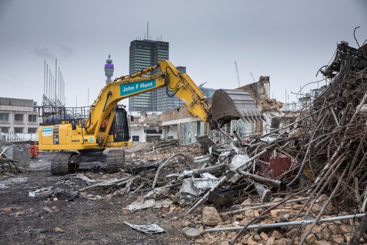 The old warehouse mid demolition