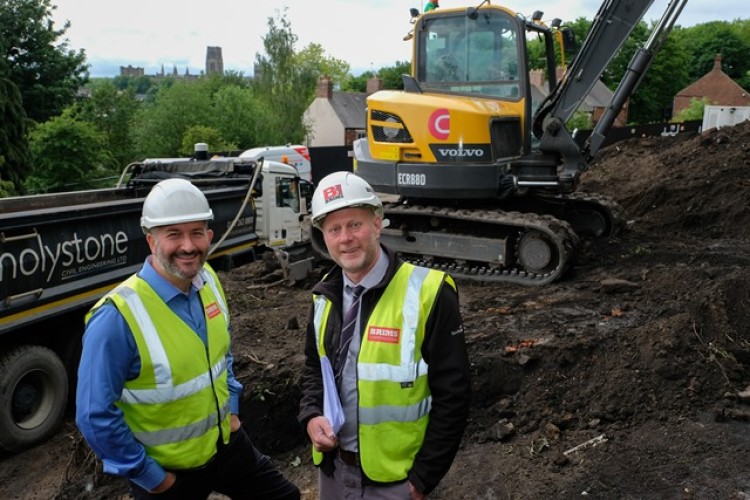Neil McMillan (left) from iMpeC Developments and Brims project manager Malcolm Headly (right) on the site at The Fram Well