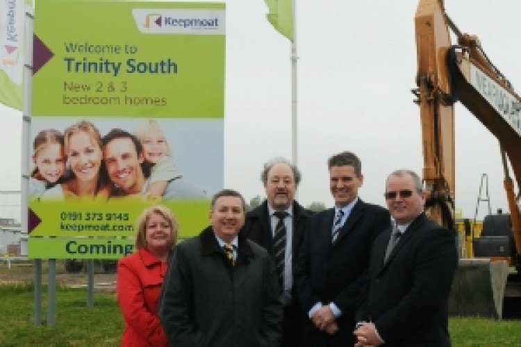 Keepmoat's Ian Prescott (second from right) joins councillors Lynne Proudlock, Ed Malcolm, Jim Foreman and Michael Clare to see work start at Trinity South