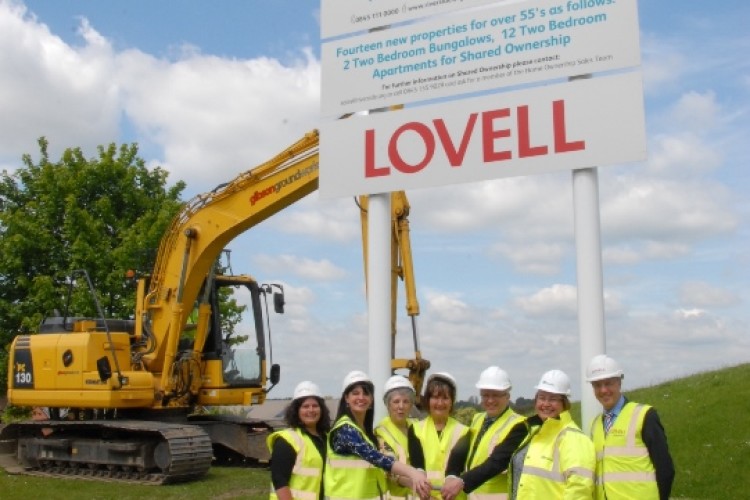 Lovell regional director Nigel Yates (right) joins councillors and council officials for a ground-breaking ceremony