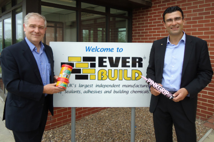 Everbuild md David Seymour (left) and Sika general manager Ivo Schaedler