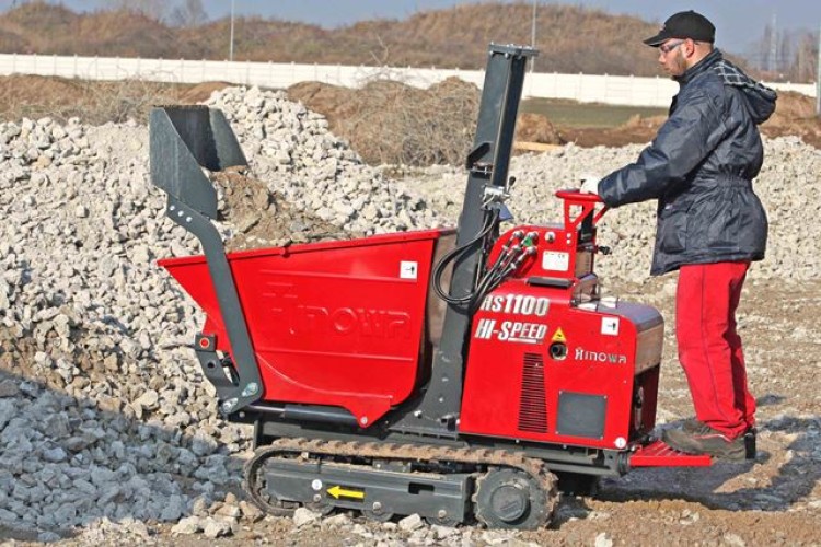 A Hinowa mini dumper and, below, off to work in convoy