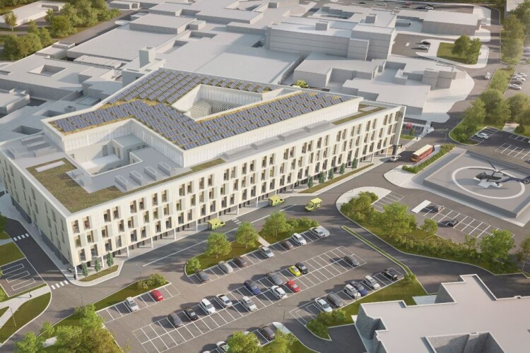 CGI of how Royal Shrewsbury Hospital should look after the works
