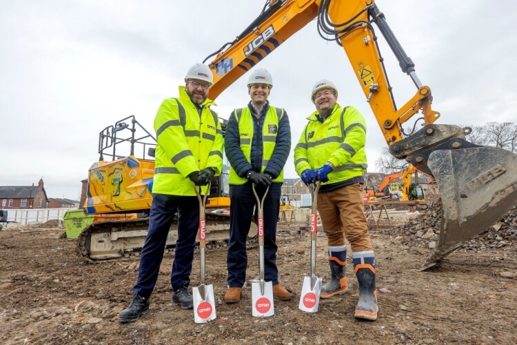 GMI regional director Andrew Hurcomb, Olympian Homes construction manager William Sharpey and GMI project manager Steve Hornby on site in York