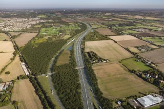 The Lower Thames Crossing junction with the M25 (looking north), with a new bridge for Ockenden Road