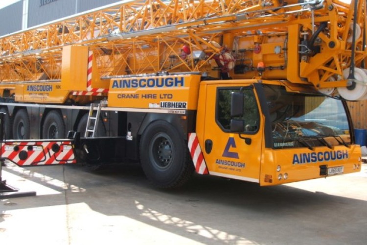 Ainscough's new Liebherr MK140 truck-mounted folding tower crane