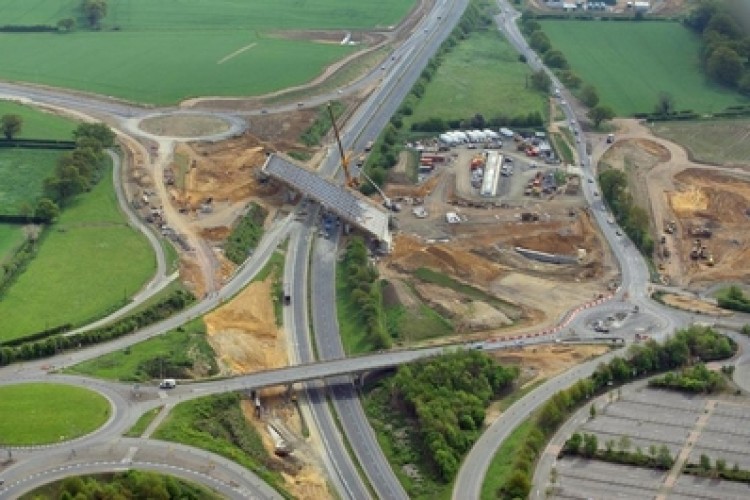 An aerial view of the new Postwick overbridge under construction. (Picture courtesy Mike Page.)