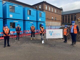 Lining up for the ground-breaking ceremony photo call