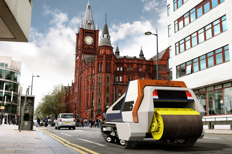 Artist&rsquo;s impression of Robotiz3d&rsquo;s putative prototype ARRES (Autonomous Road Repair System)