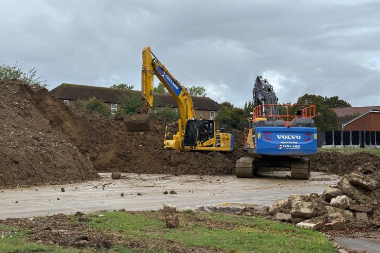 Groundworks under way at Baker Barracks for the new single living accommodation [&copy; MoD Crown Copyright] 