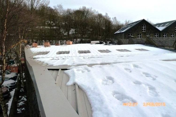 The roof of the Valley Mills building