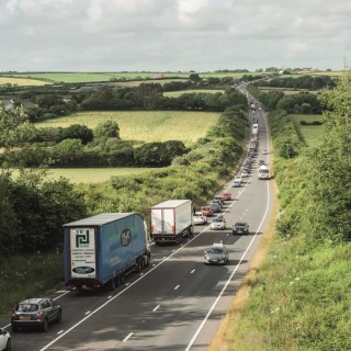 Traffic on the busy stretch of the A30 between Chiverton Cross and Carland Cross