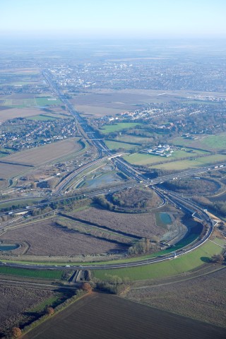 The new Girton junction leading to the A14 westbound (left)