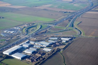 The new Swavesey junction with its landmark pedestrian and cycle bridge