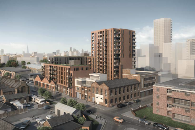 On Glengall Road in southeast London, an old factoiry site will be turned into flats