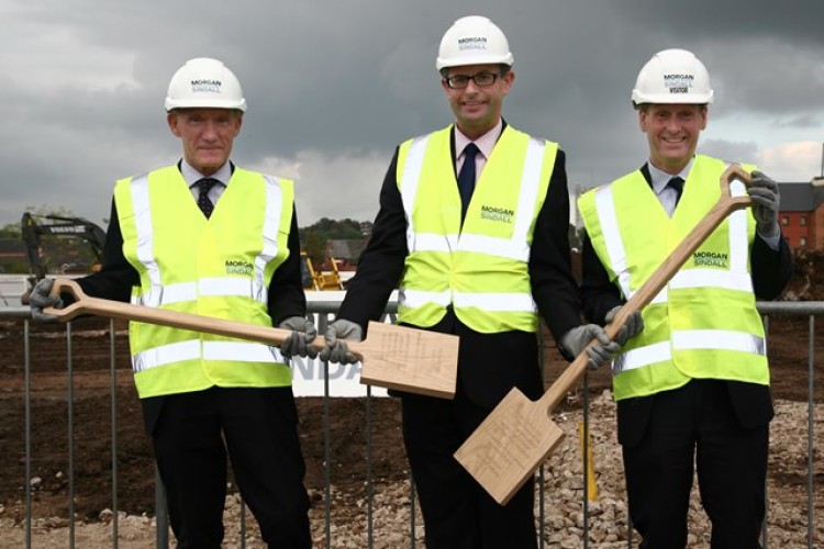 Left to right are University vice chancellor Prof David Greenaway, Morgan Sindall director Richard Fielding and  GlaxoSmithKline senior vice president Dave Allen